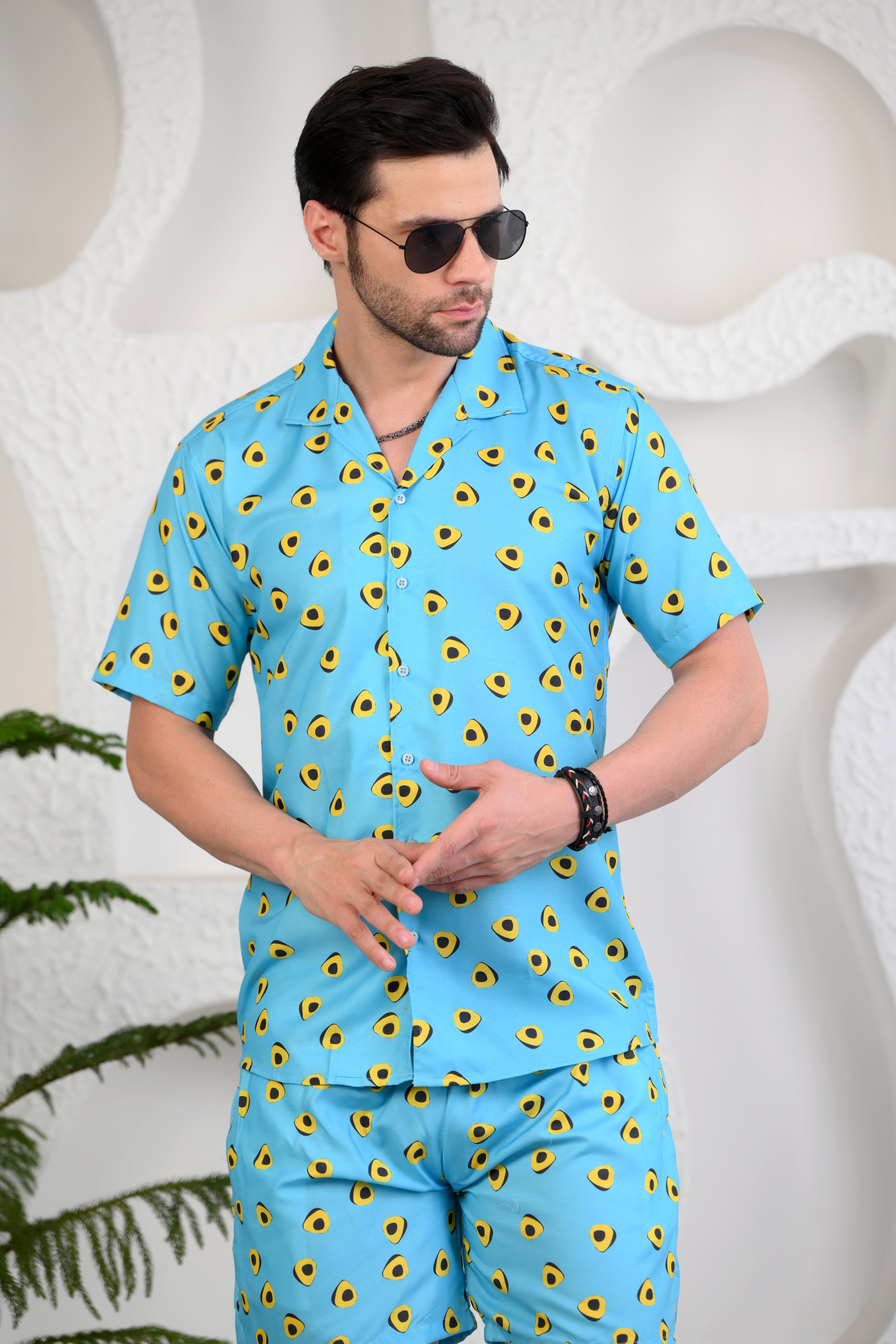 Avocadreams Blue Cuban Collar Boxy Fit Co-Ords