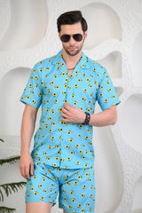 Avocadreams Blue Cuban Collar Boxy Fit Co-Ords