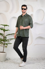 Men’s Green Anime Graphic Shirt