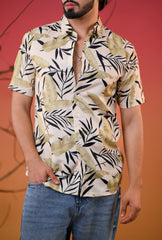 Men's Trendy Leaf Pattern Premium Rayon Shirt