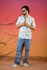 Men's Leafy Floral Opaque Printed Casual Shirt