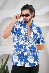 Men’s Blue Floral Premium Rayon Shirts