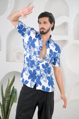 Men’s Blue Floral Premium Rayon Shirts