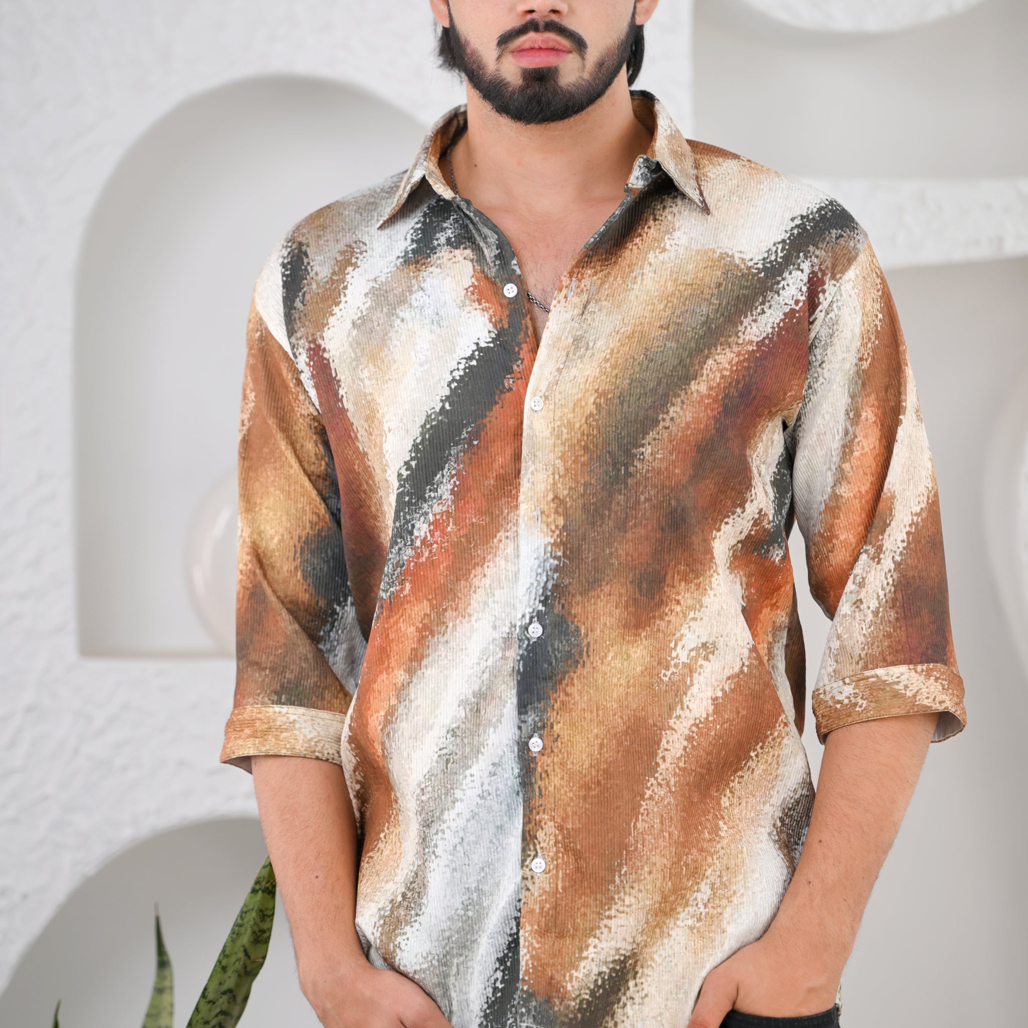 Men's Multicoloured Vibrant Digital Print Five Sleeve Shirt