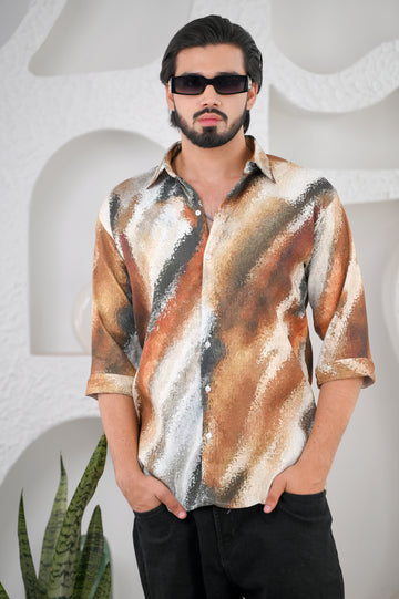 Men's Multicoloured Vibrant Digital Print Five Sleeve Shirt