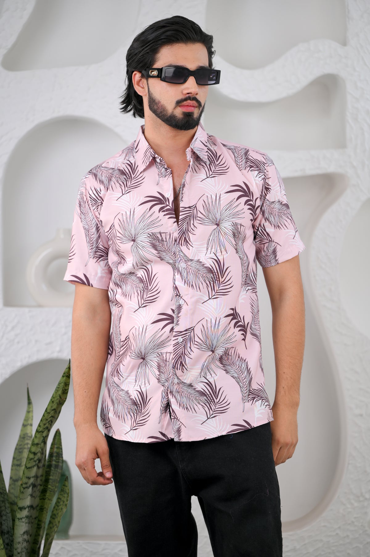 Men's Palm Leaf Rayon Hawaiian Shirt