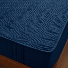 Yankess blue Waterproof Mattress Protector – Fitted Textured Design - Furnish Factory
