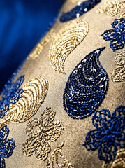 Royal Sapphire Brocade Embroidered Cushion Cover (16*16 inch) - Furnish Factory
