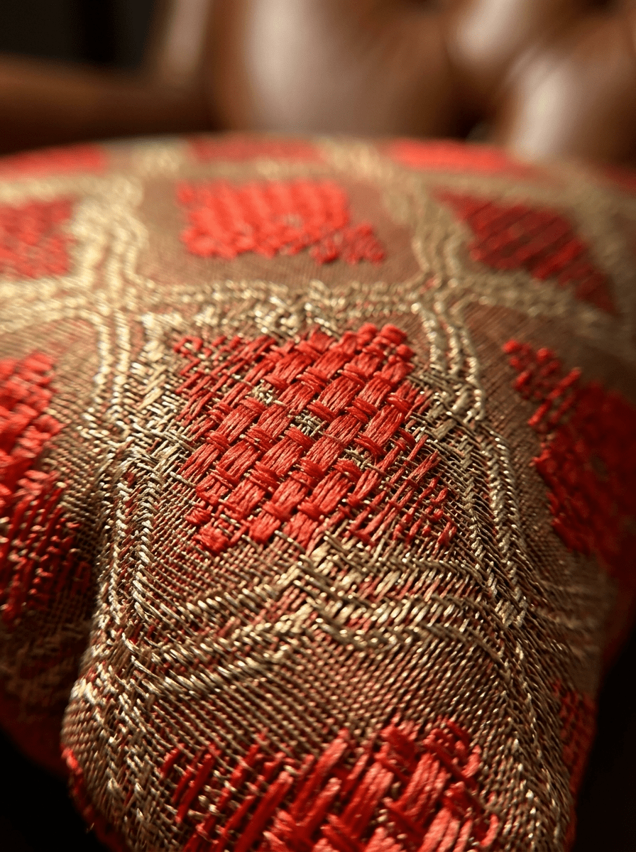 Scarlet Brocade Embroidered Cushion Cover (16*16 inch) - Furnish Factory
