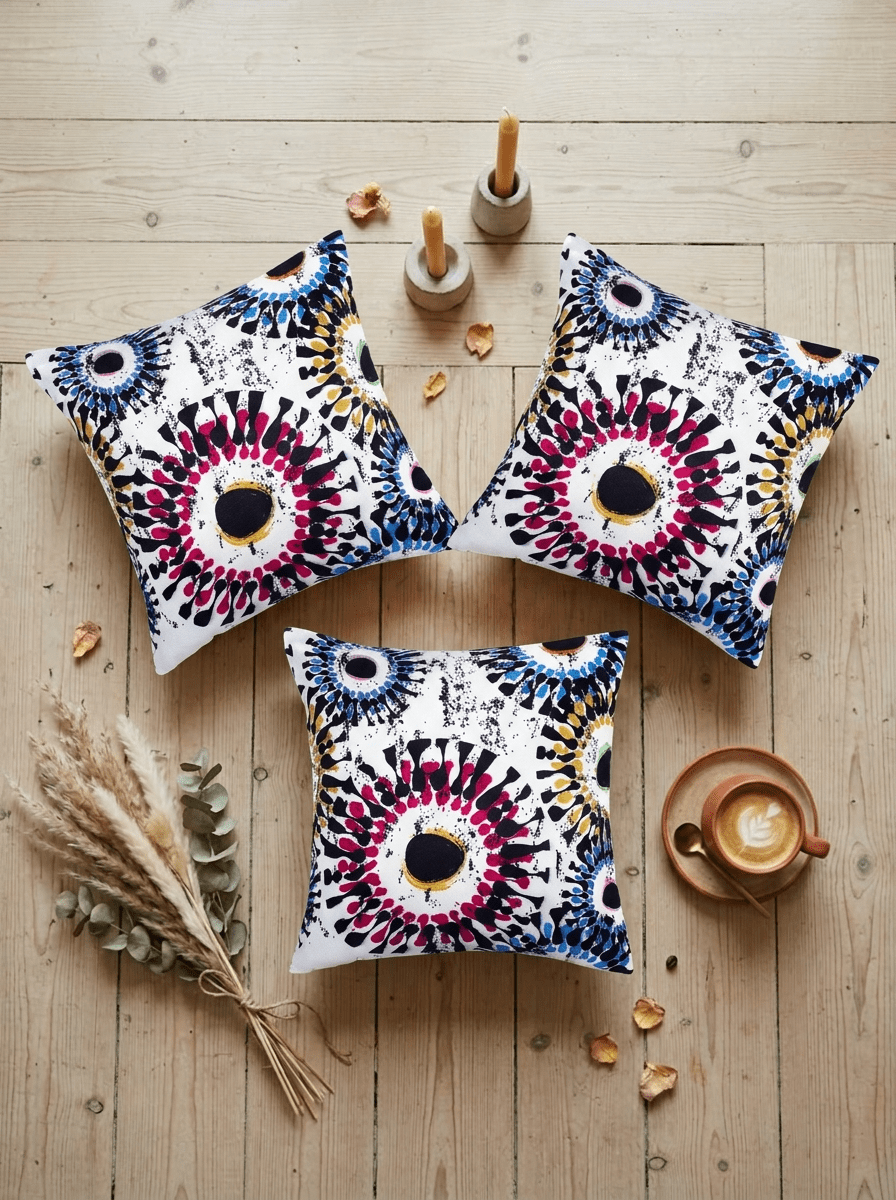 Color Burst  Canvas Mandala Cushion Cover (16*16 inch) - Furnish Factory