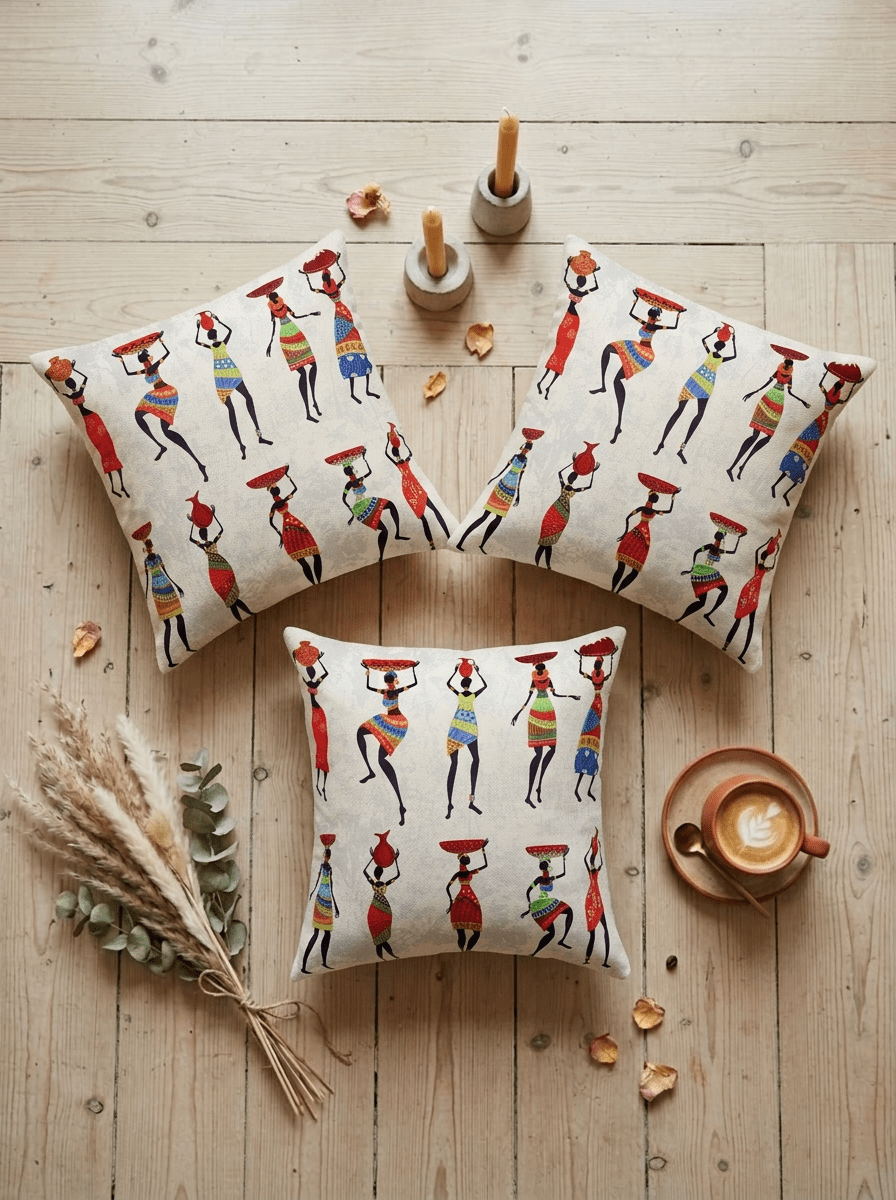 African Pot Dance Decorative Cushion Cover (16*16 inch) - Furnish Factory