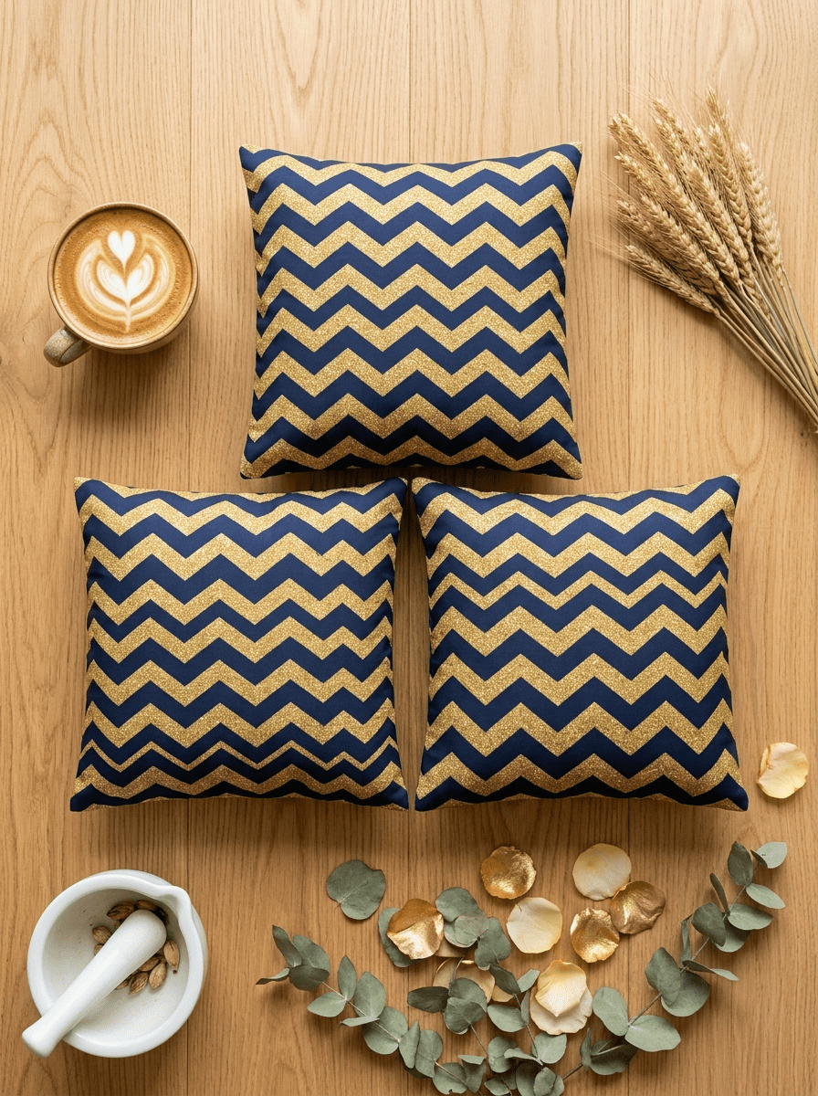 Golden Wave Canvas Cushion cover (16*16 inch) - Furnish Factory