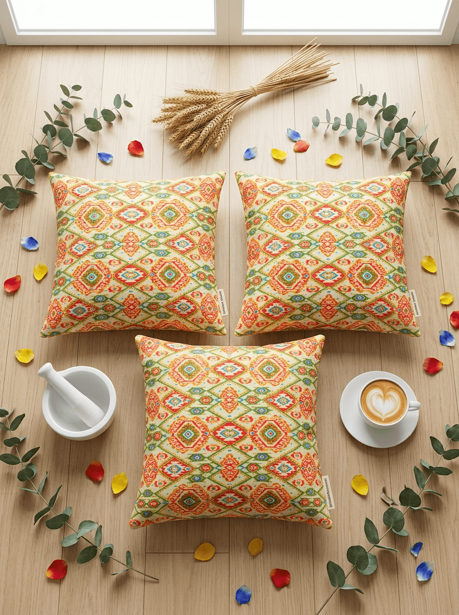 Terracotta Tales Canvas Cushion Cover (16*16 inch) - Furnish Factory