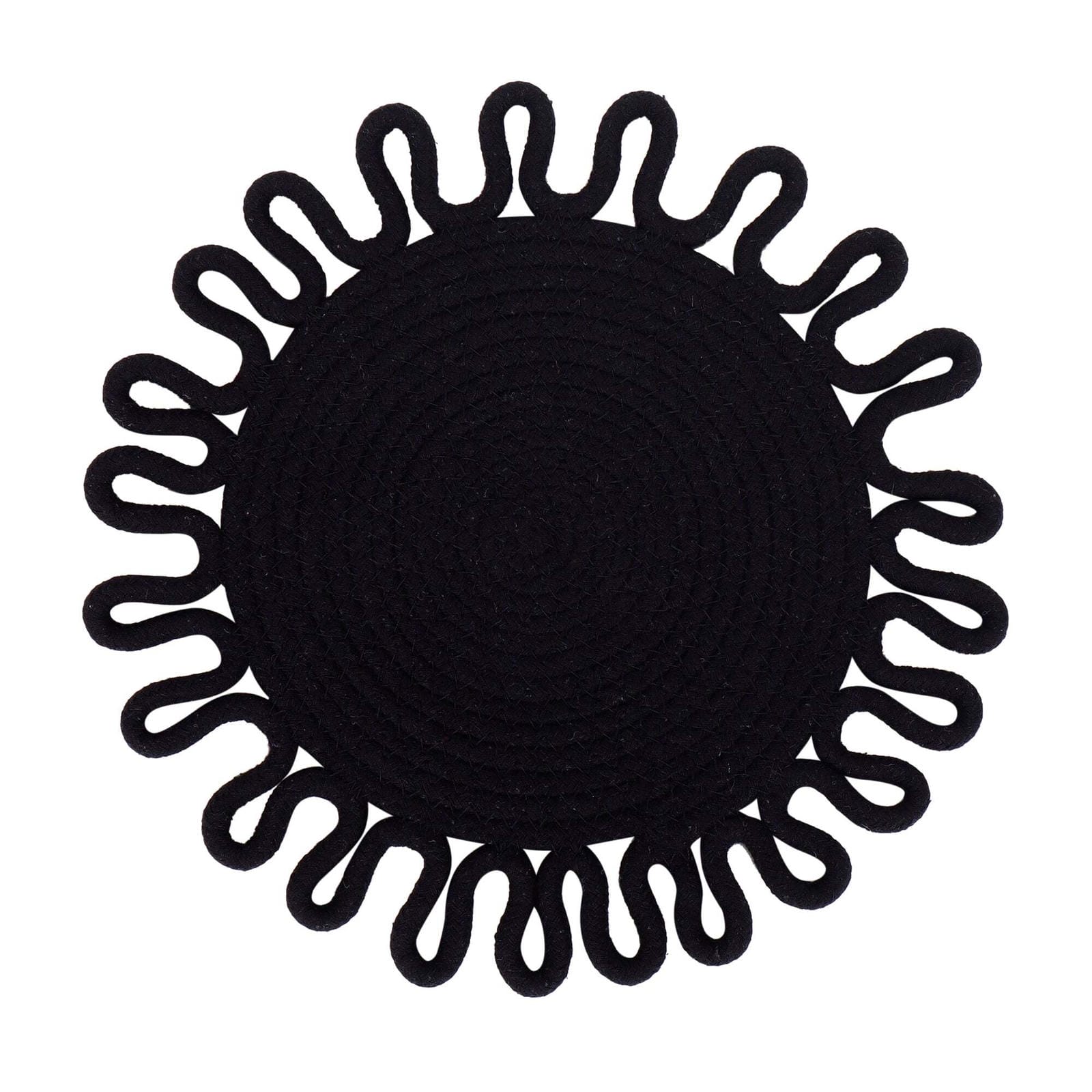 Earth thread-Black Braided Jute Table Placemats (Round 10.5 inch) - Furnish Factory