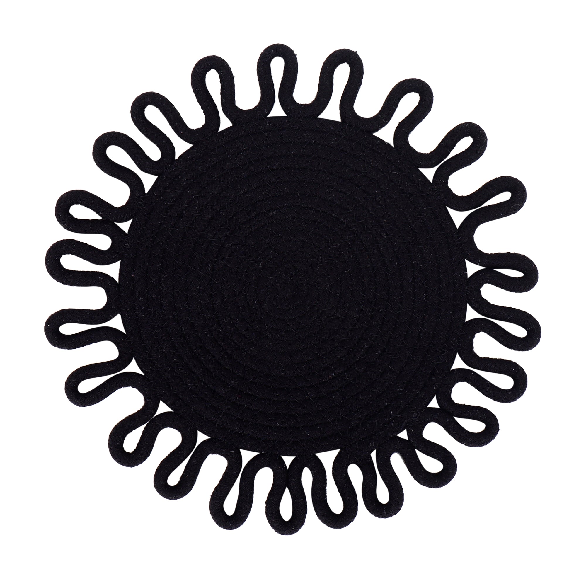 Earth thread-Black Braided Jute Table Placemats (Round 10.5 inch)