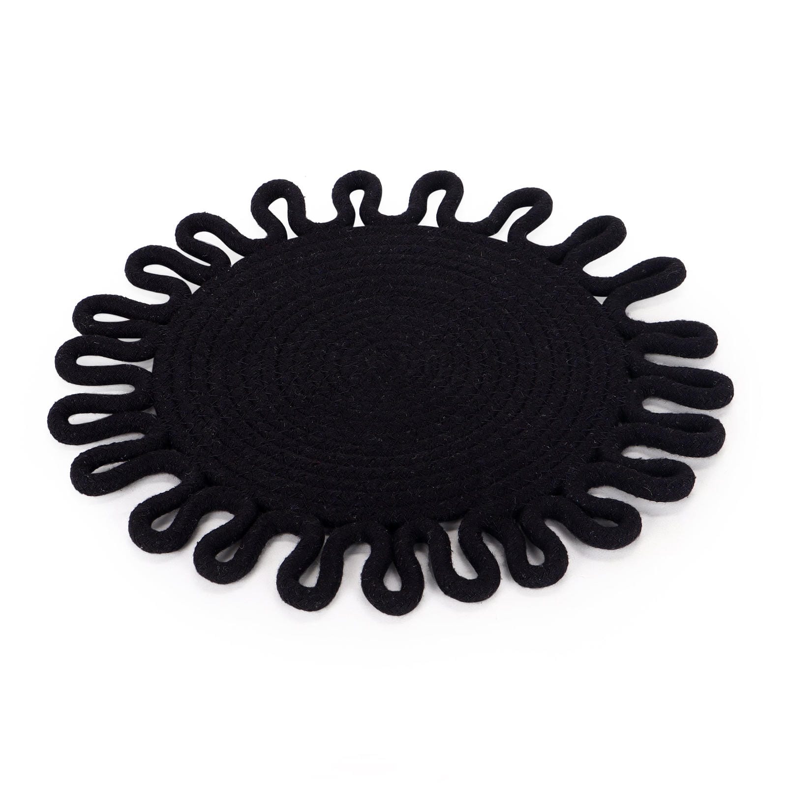 Earth thread-Black Braided Jute Table Placemats (Round 10.5 inch) - Furnish Factory
