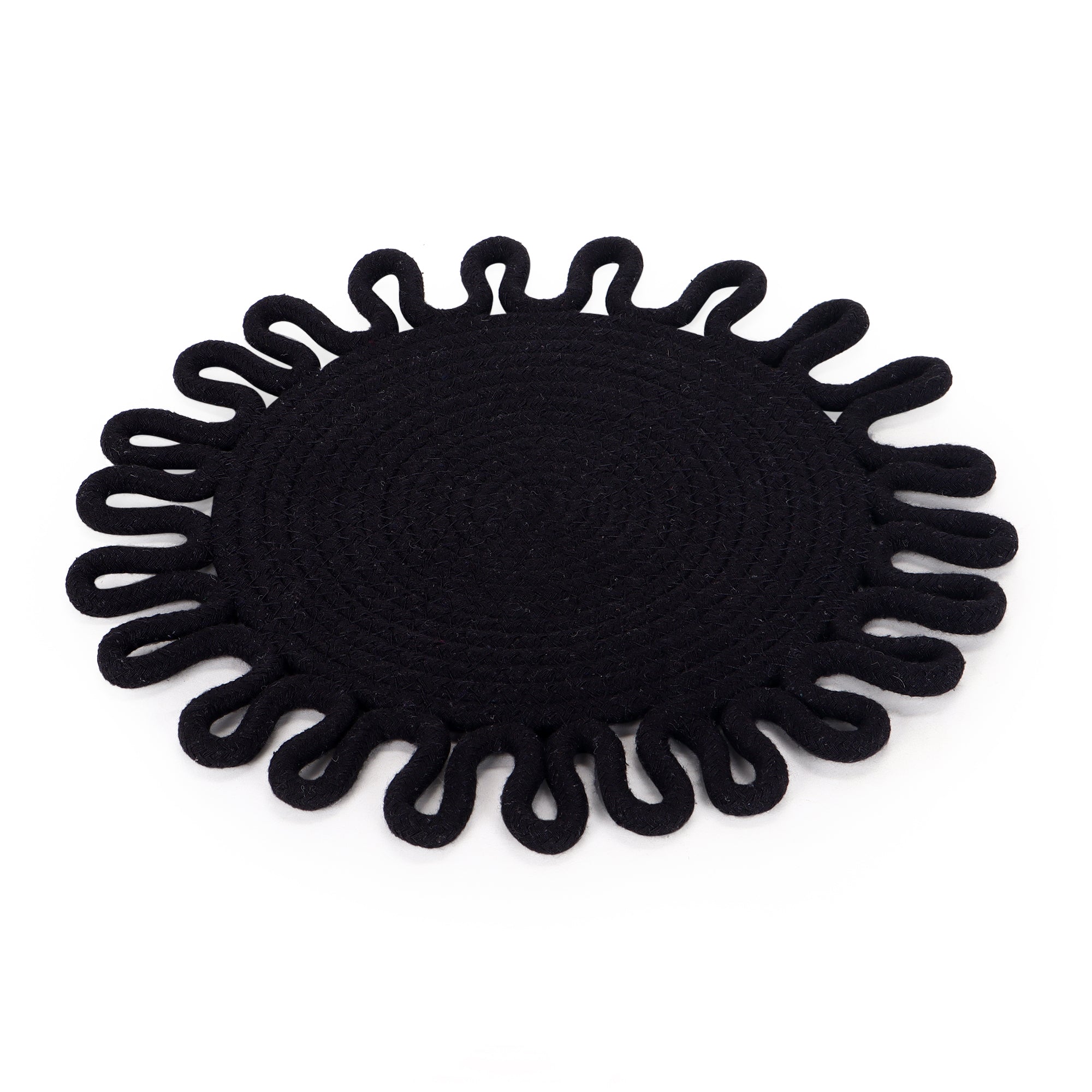 Earth thread-Black Braided Jute Table Placemats (Round 10.5 inch)