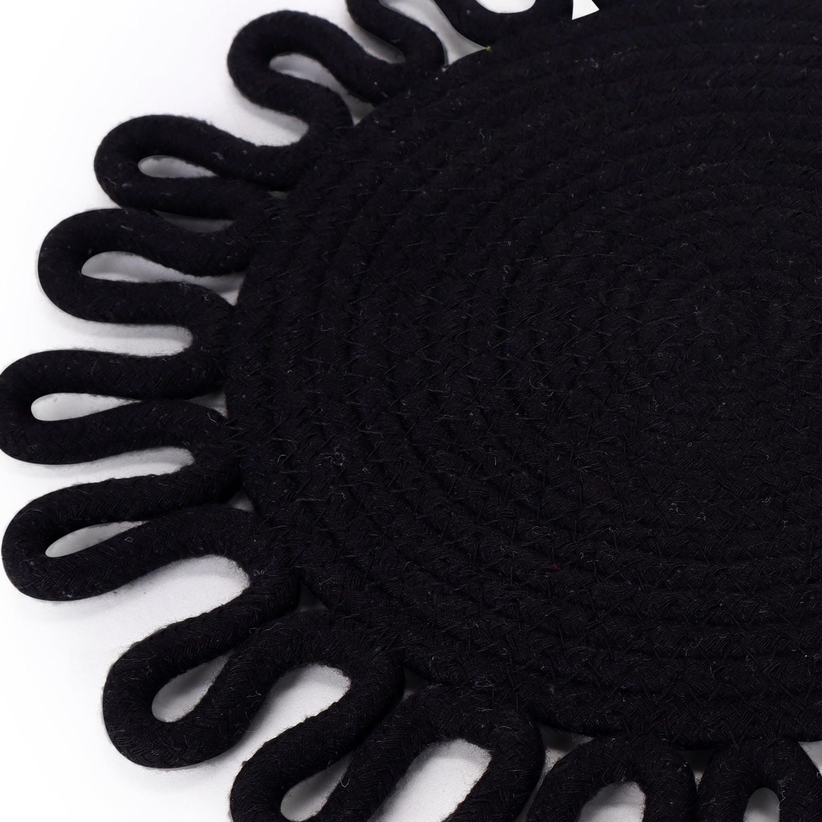 Earth thread-Black Braided Jute Table Placemats (Round 10.5 inch) - Furnish Factory