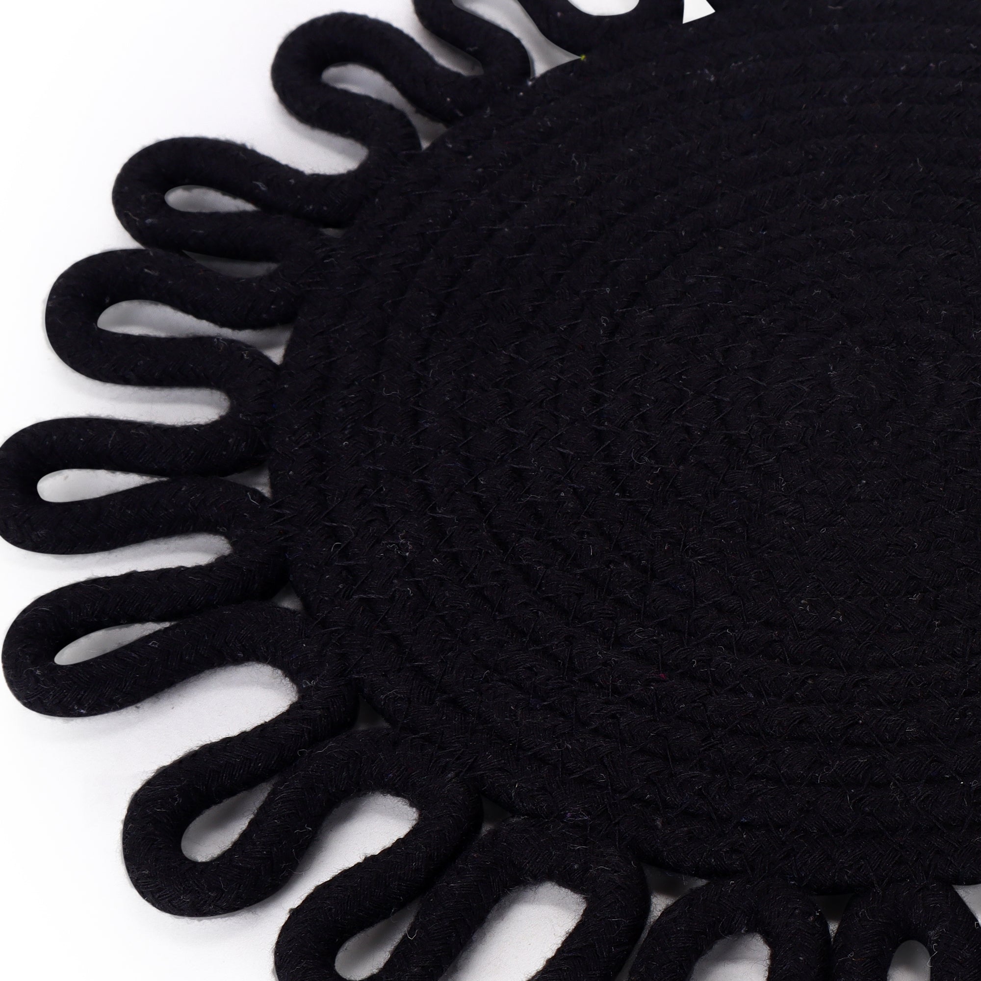 Earth thread-Black Braided Jute Table Placemats (Round 10.5 inch)