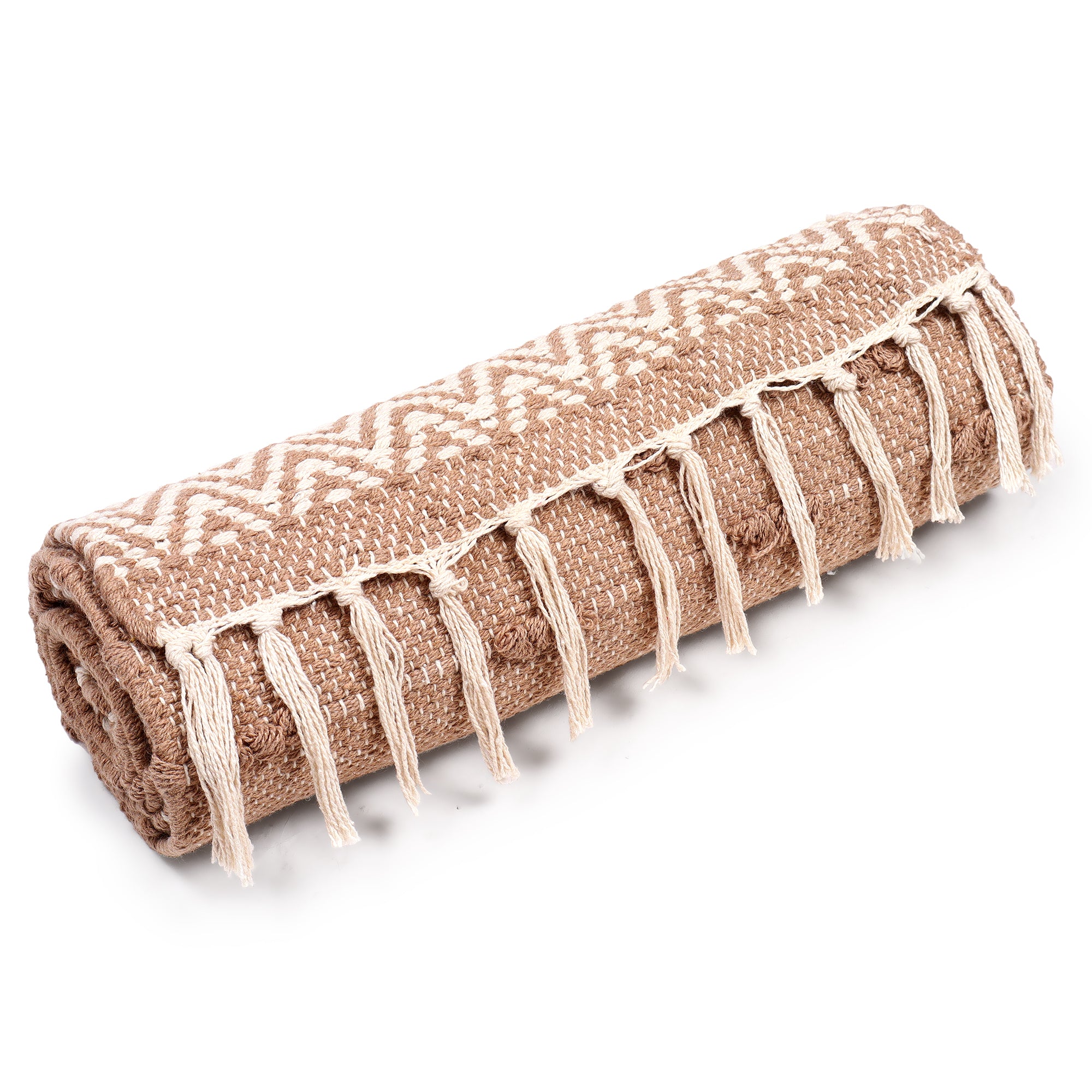 Soft knitted Brown Table Runner with tint of beige thread