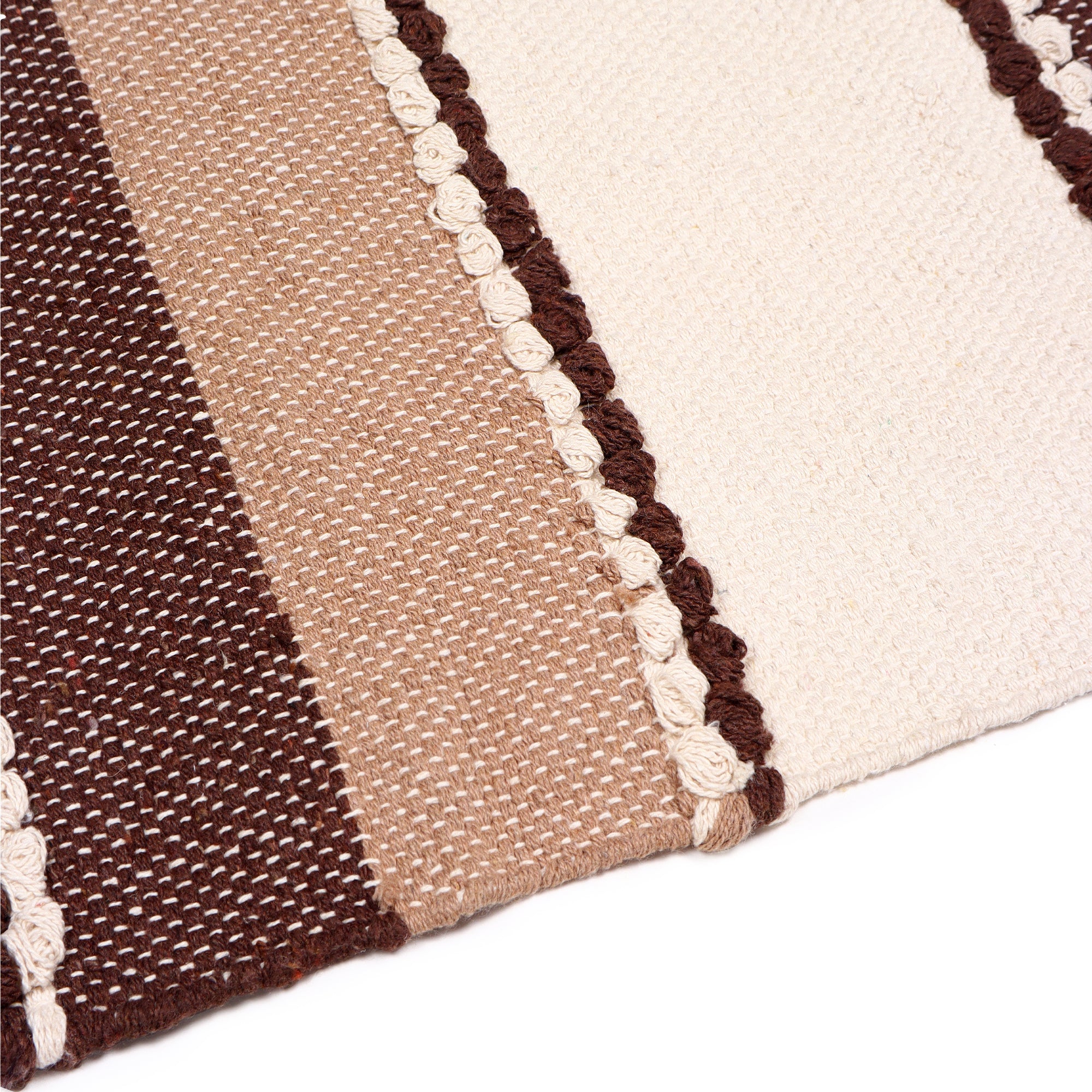 Dark Brown and Biege Table Runner with tassels