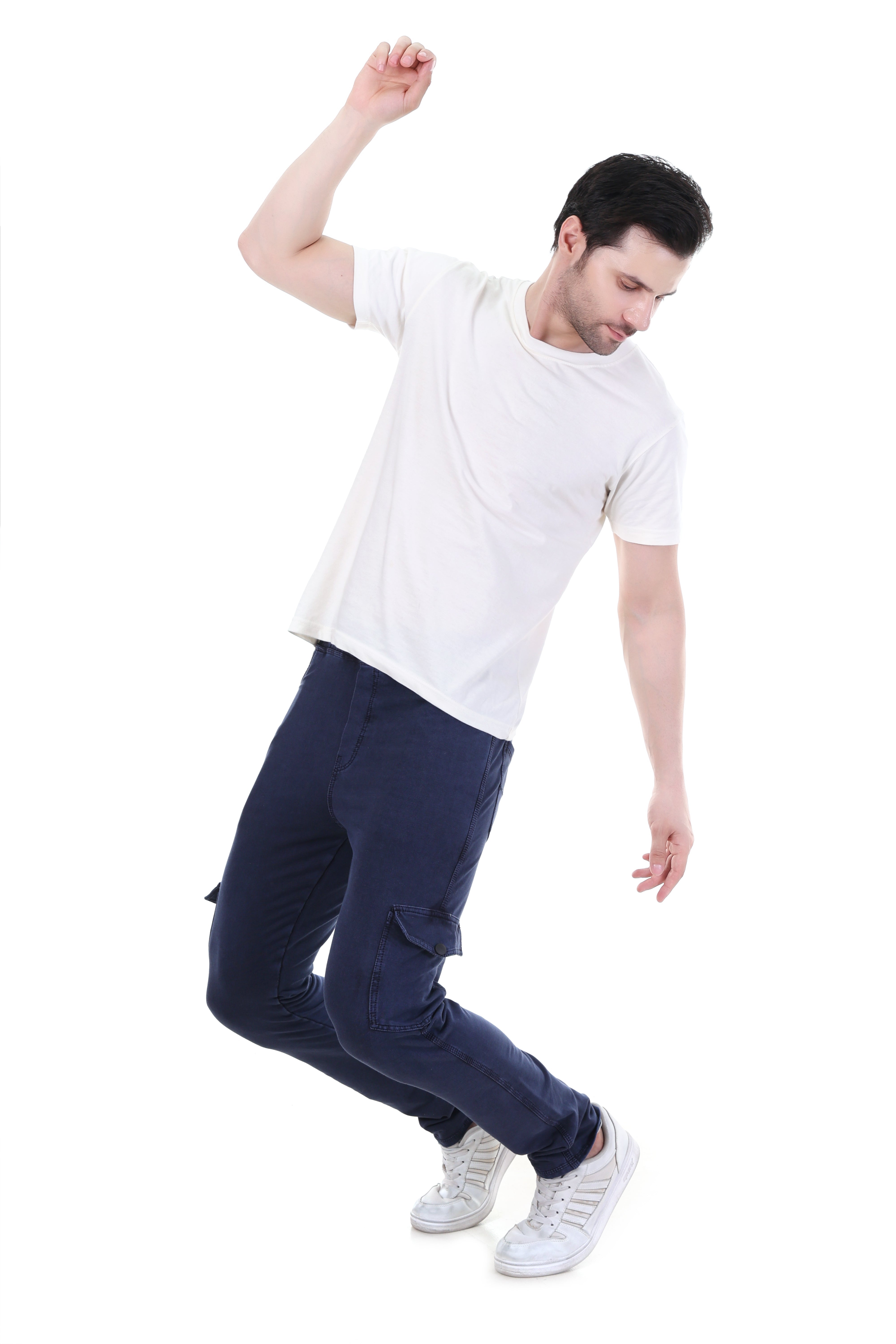 Men's Regular Fit Everyday Comfort Rugged Look Navy Utility Cargo Pants