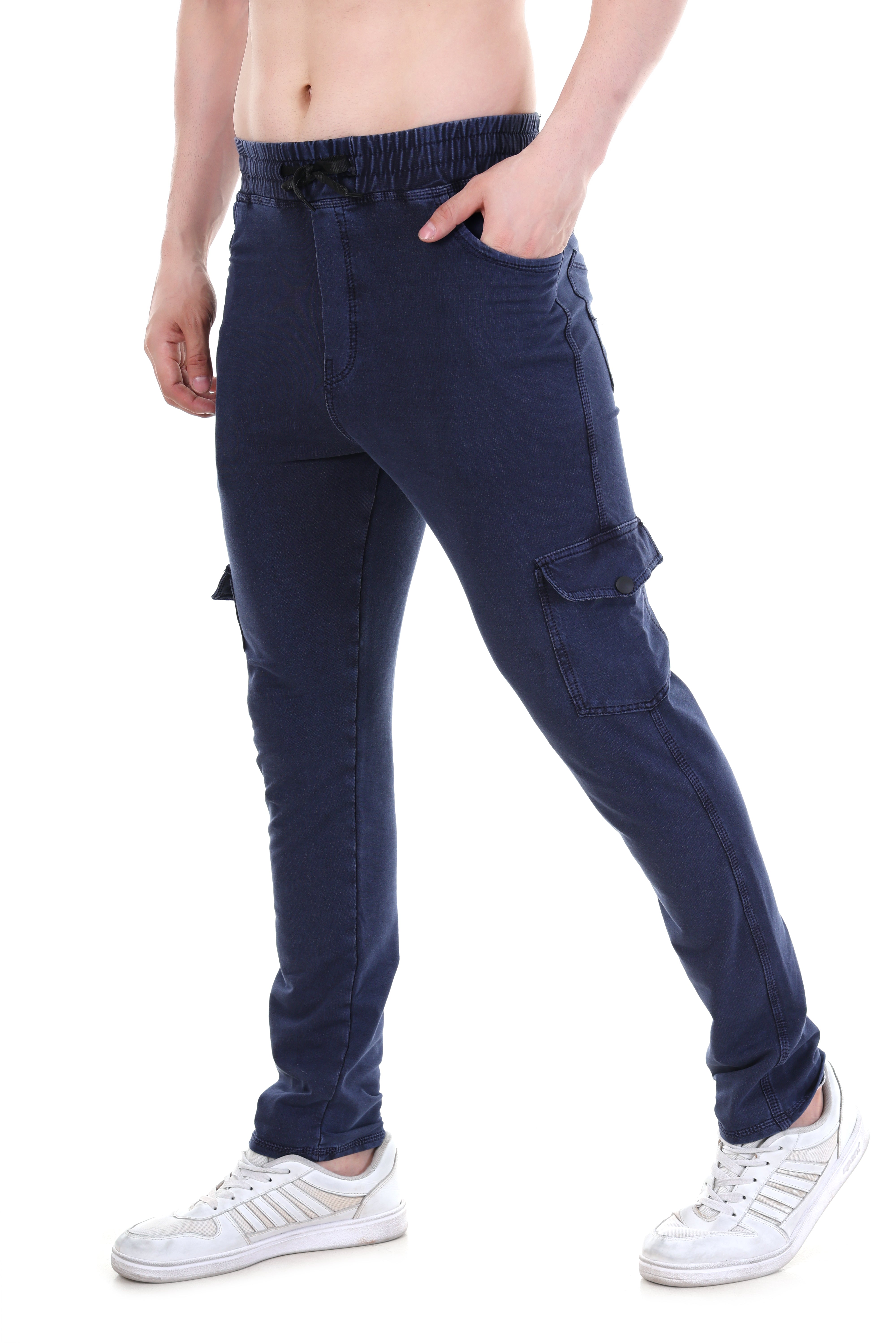 Men's Regular Fit Everyday Comfort Rugged Look Navy Utility Cargo Pants