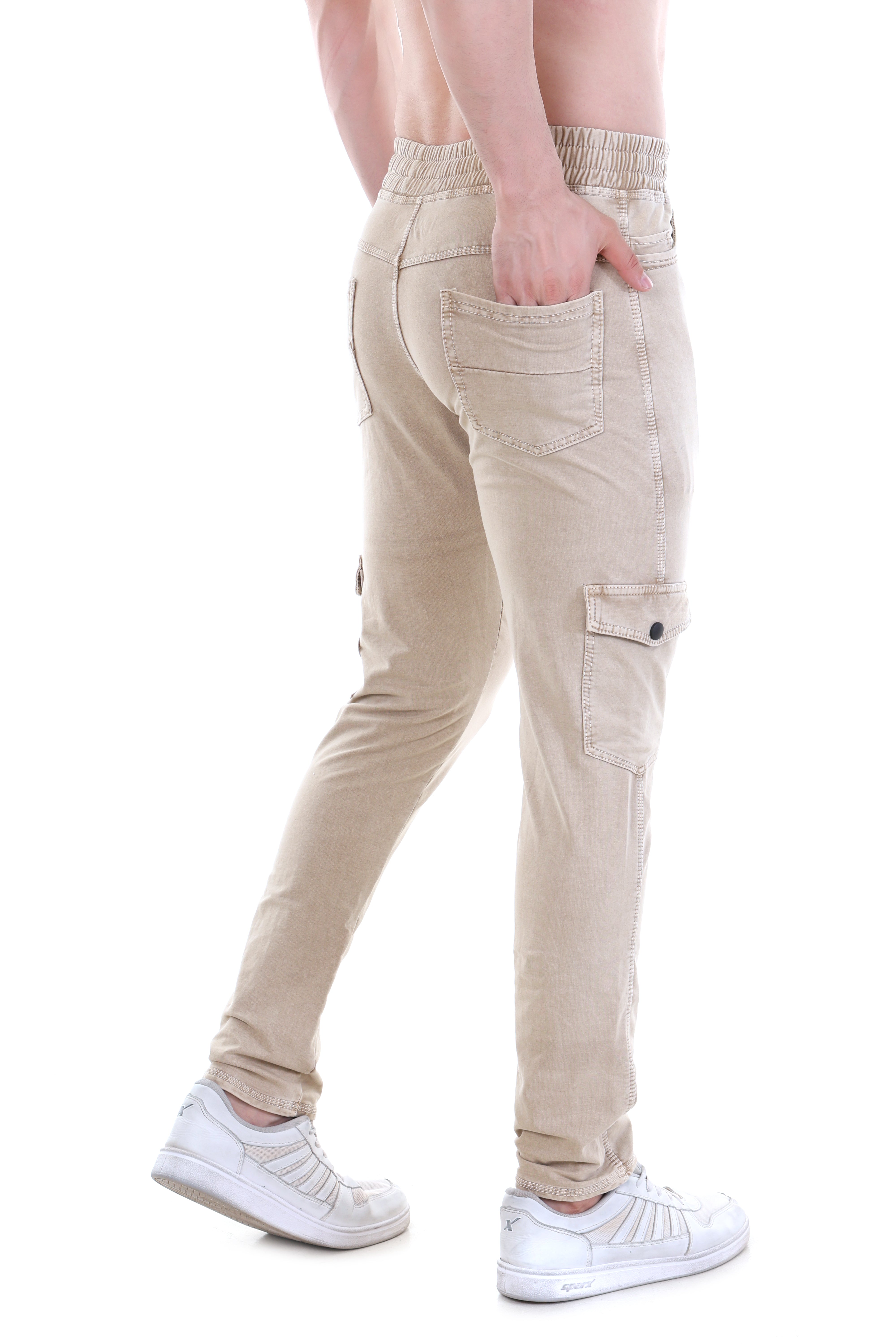 Men's Stretch Tech Stone Beige Smart Utility Fit Cargo Pants