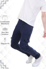 Men's Regular Fit Everyday Comfort Rugged Look Navy Utility Cargo Pants