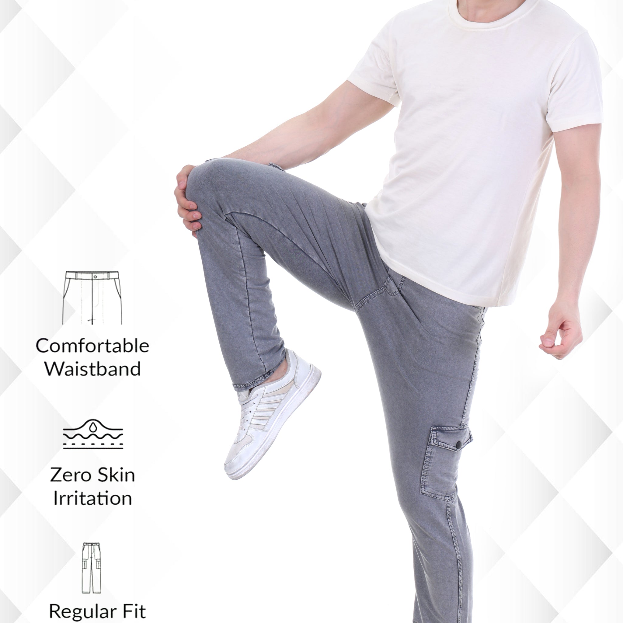 Men’s Urban Edge Everyday Ease Light Grey Utility Cargo Pants