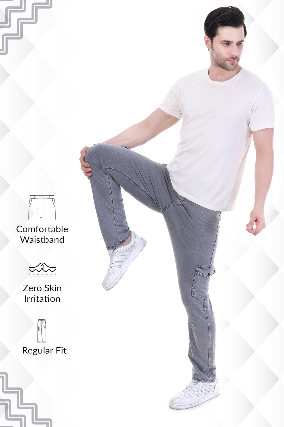 Men’s Urban Edge Everyday Ease Light Grey Utility Cargo Pants