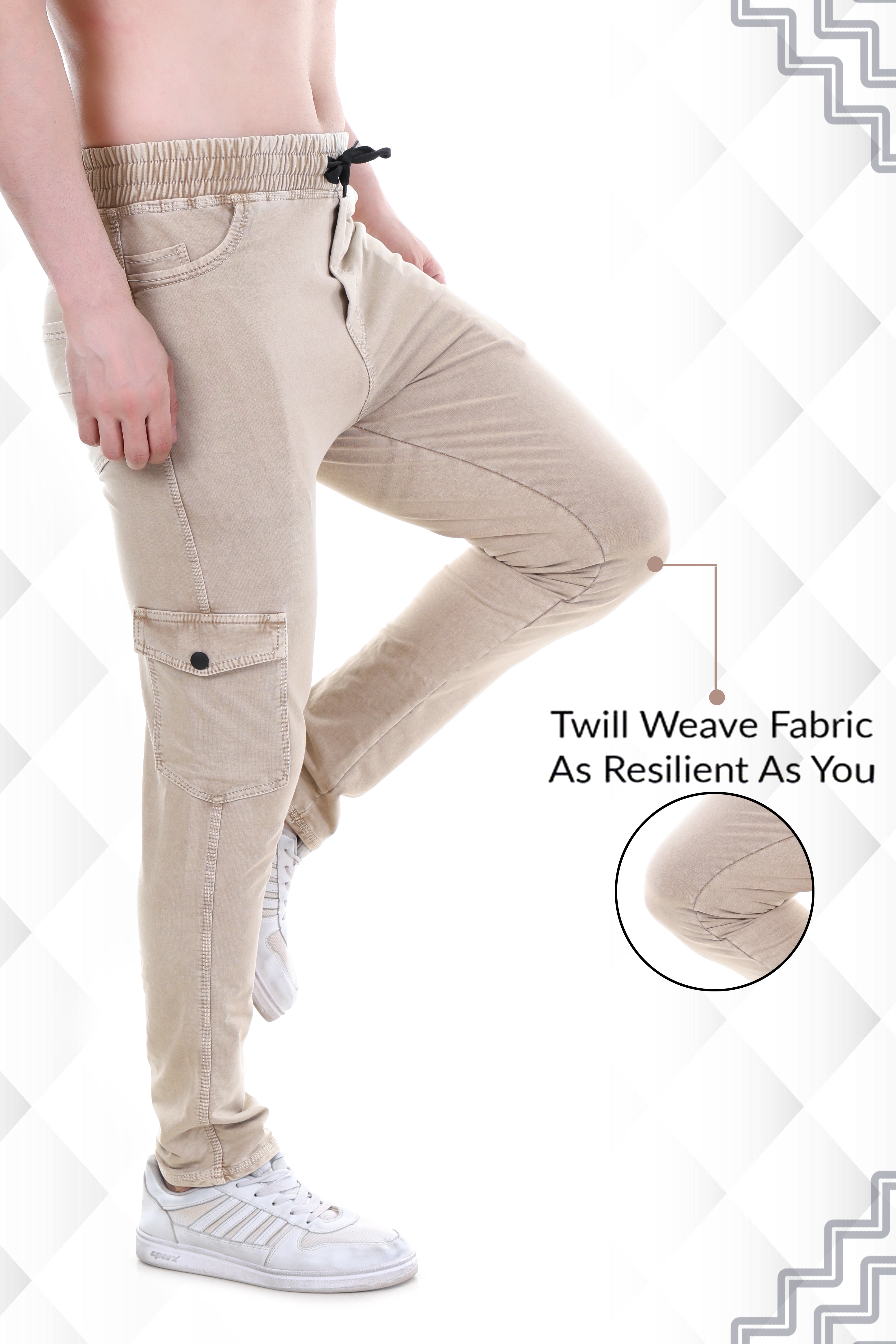 Men's Stretch Tech Stone Beige Smart Utility Fit Cargo Pants