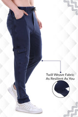 Men's Regular Fit Everyday Comfort Rugged Look Navy Utility Cargo Pants