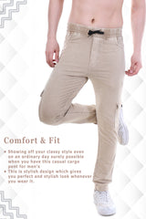 Men's Stretch Tech Stone Beige Smart Utility Fit Cargo Pants