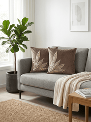 Leaf Silk Embroidered Cushion Cover (16*16 inch) - Furnish Factory