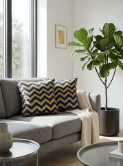 Golden Wave Canvas Cushion cover (16*16 inch) - Furnish Factory