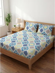 Blue Floral Harmony Premium Jaipuri Bedsheet - Furnish Factory