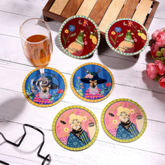 Whimsical Portraits Metal Coaster Set of 6 Pcs.