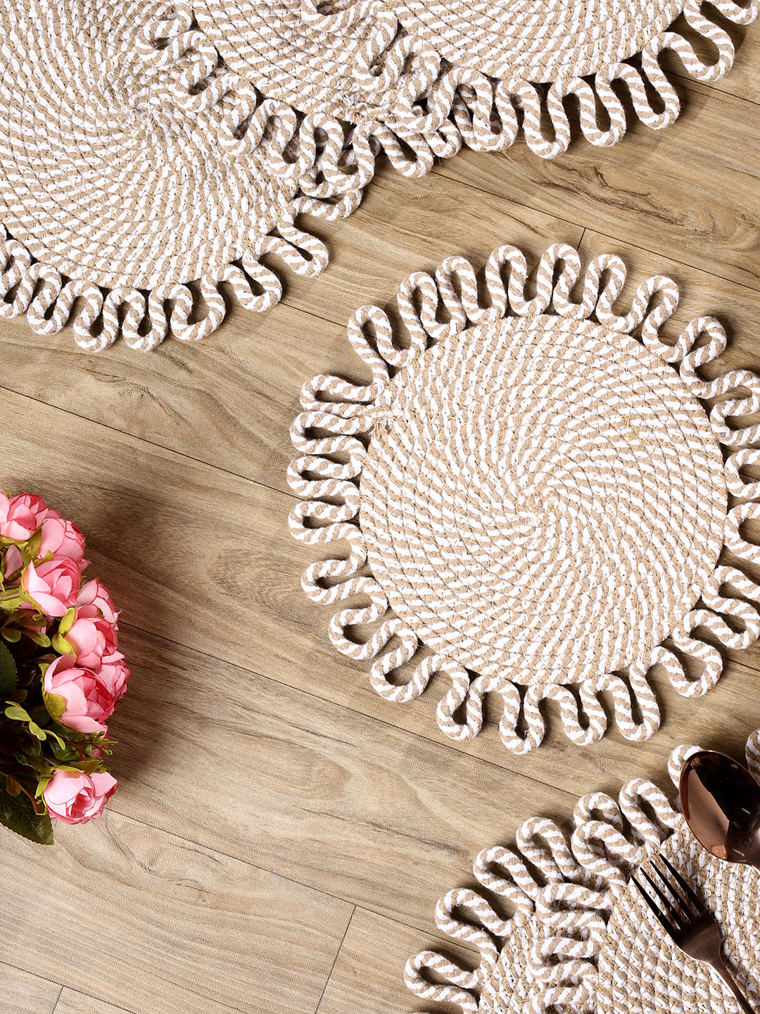 Earth thread- Braided Jute Table Placemats (Round 10.5 inch)