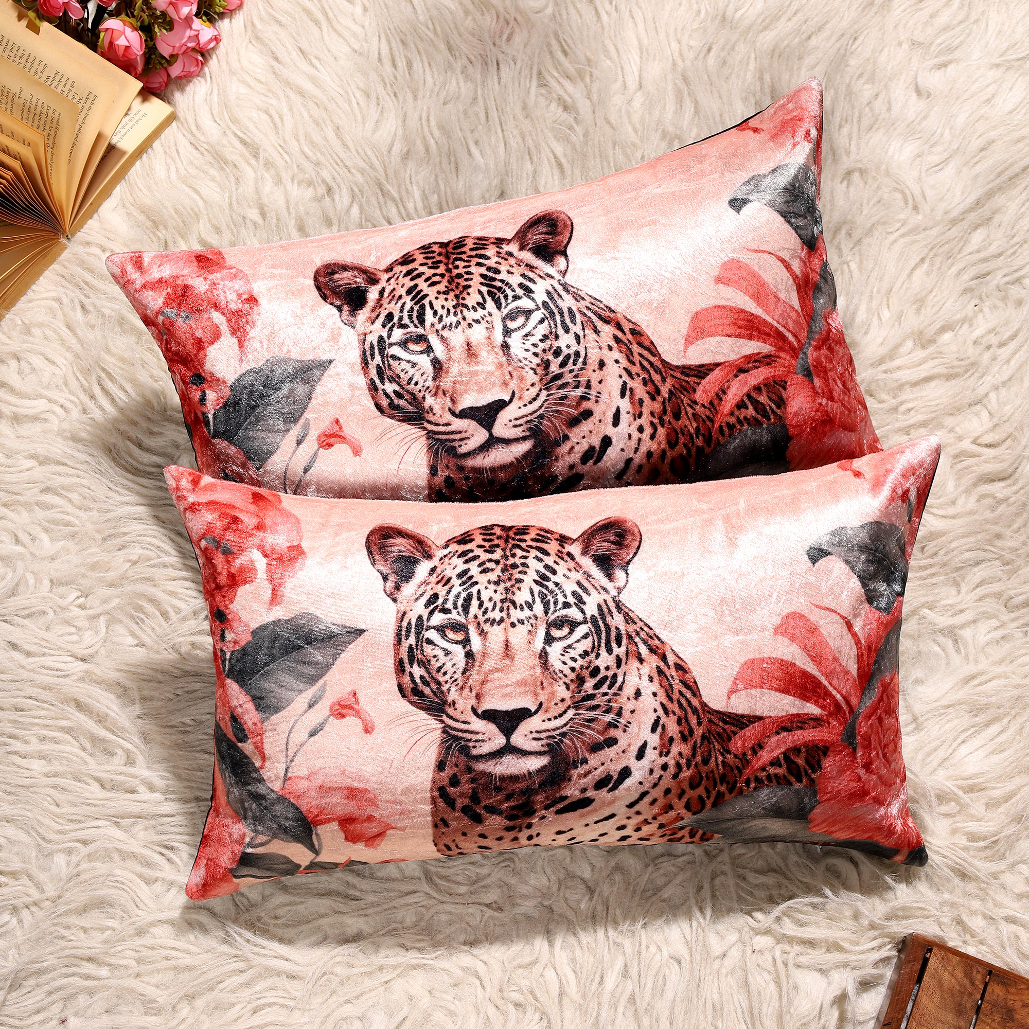 Wild Bloom Velvet Lumbar Cushion Covers – 20x12 inch