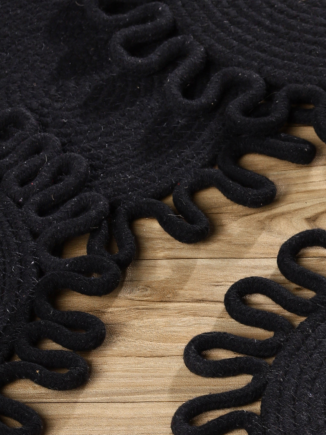 Earth thread-Black Braided Jute Table Placemats (Round 10.5 inch)