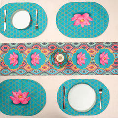 Padma Print Dining set (Runner Size: 70x12.5 inch | Mat Size: 12x18 inch Oval)