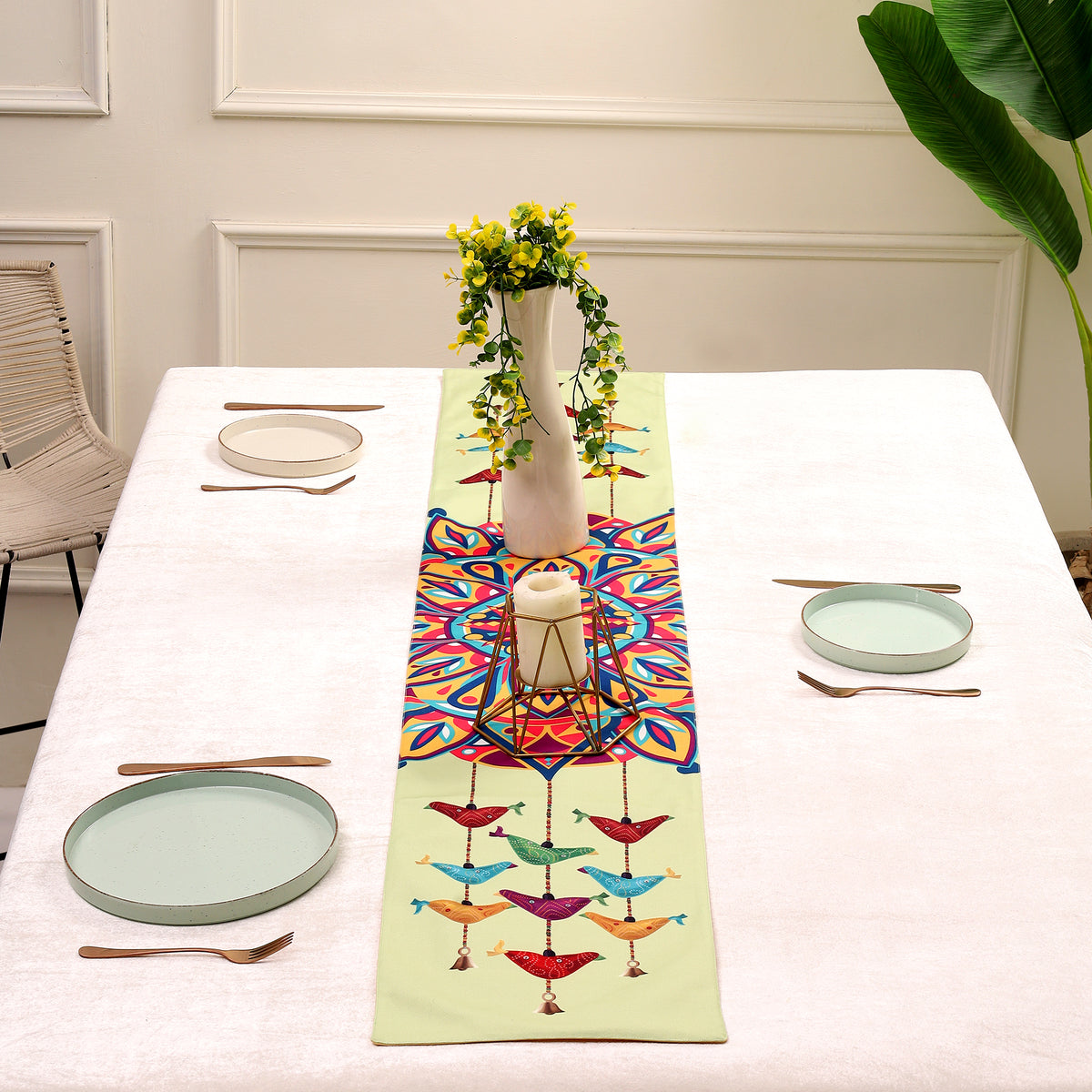 Satrangi Mandala Dining Set (Runner Size: 70x12.5 inch | Mat Size: 12x18 inch)