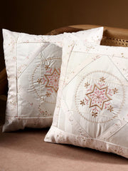 Vintage Blossom Medallion– Handcrafted Embroidered Cushion Cover –  16 x 16 inches