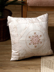 Vintage Blossom Medallion– Handcrafted Embroidered Cushion Cover –  16 x 16 inches