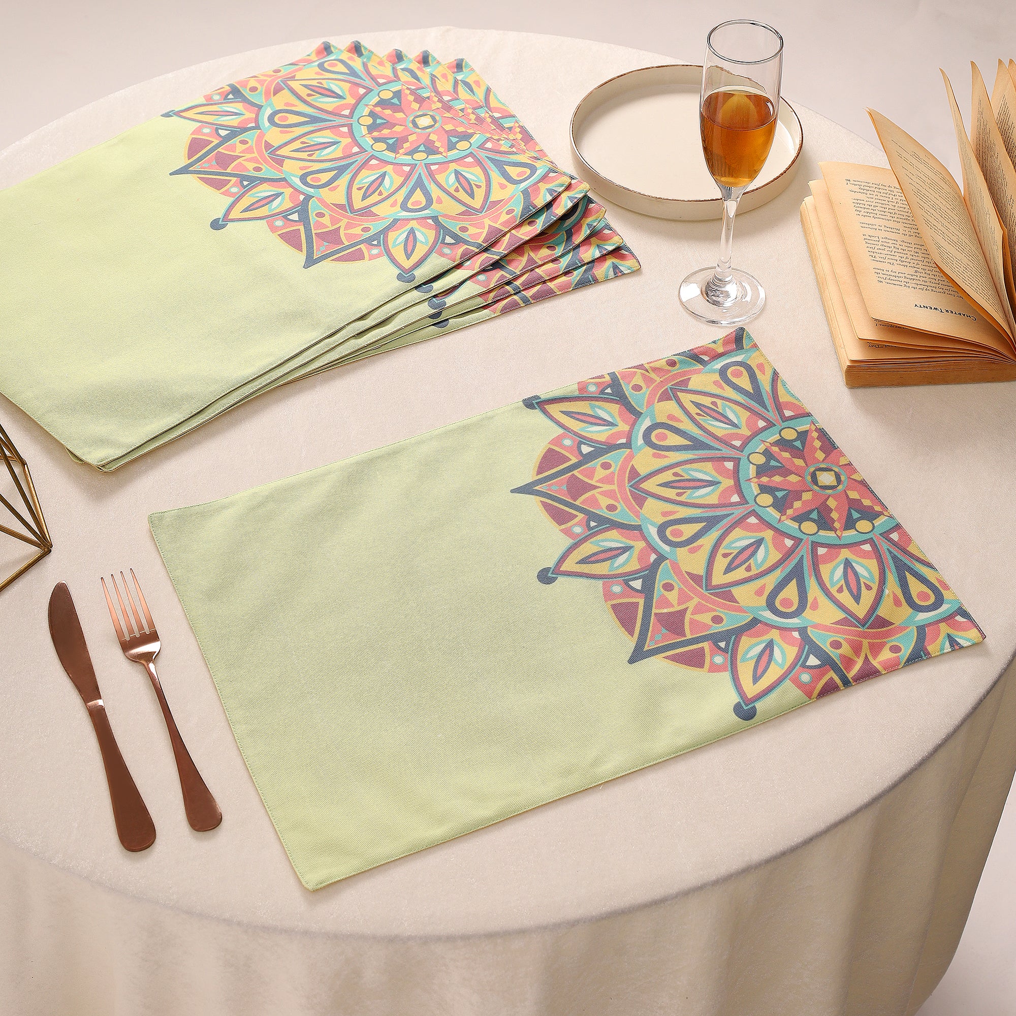 Satrangi Mandala Dining Set (Runner Size: 70x12.5 inch | Mat Size: 12x18 inch)