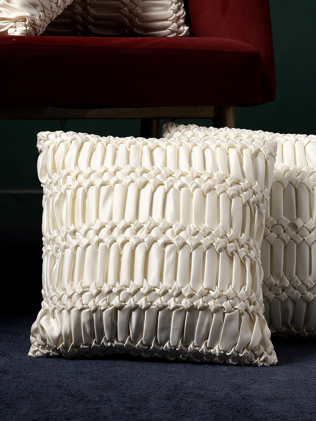 Elegant Pleated Satin Cushion Cover – 14 x 14 inches