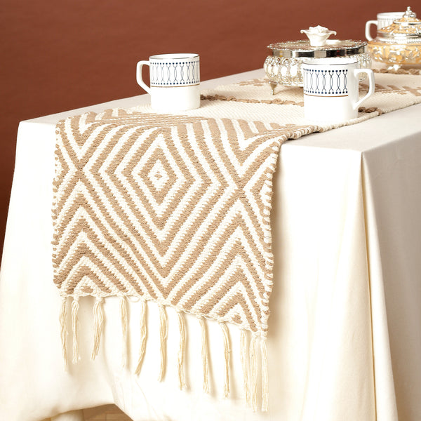 Beige Table with Geometric Pattern