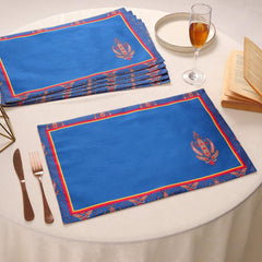 Kohinoor Blue Dining Set (Runner Size: 70x12.5 inch | Mat Size: 12x18 inch)