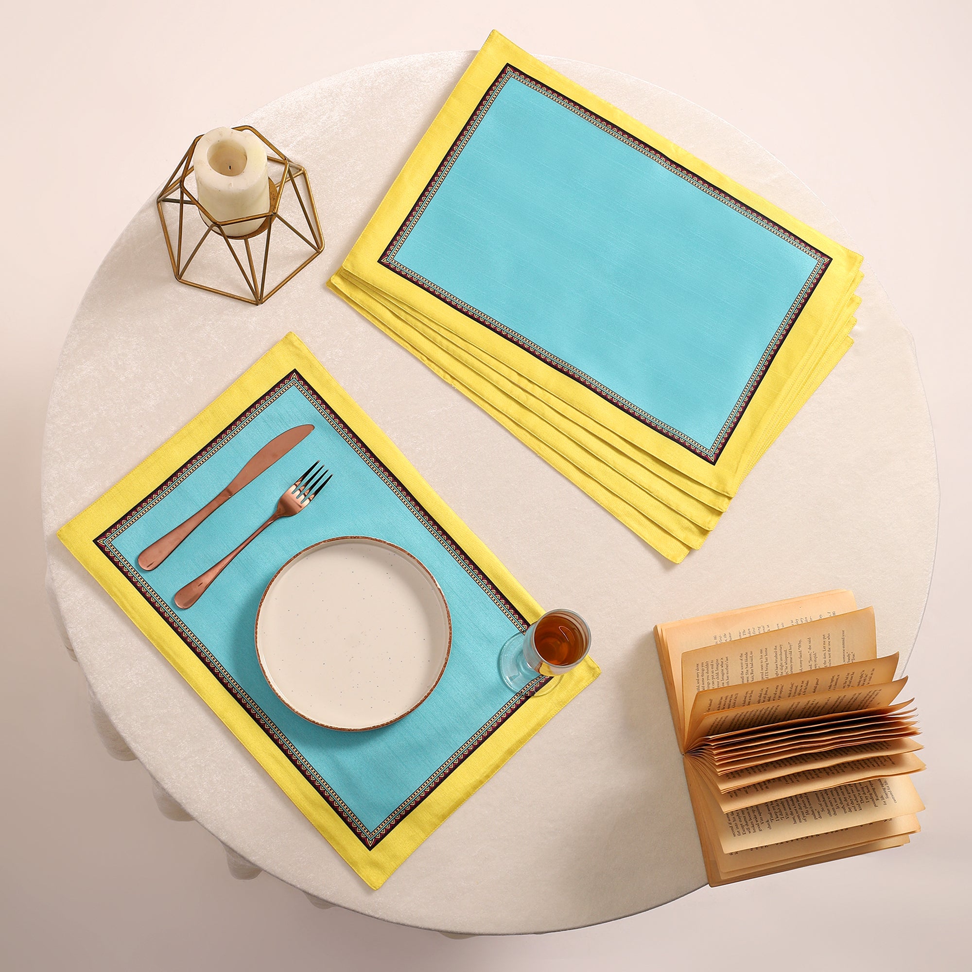 Mandala Glow Dining Set (Runner Size: 70x12.5 inch | Mat Size: 12x18 inch)